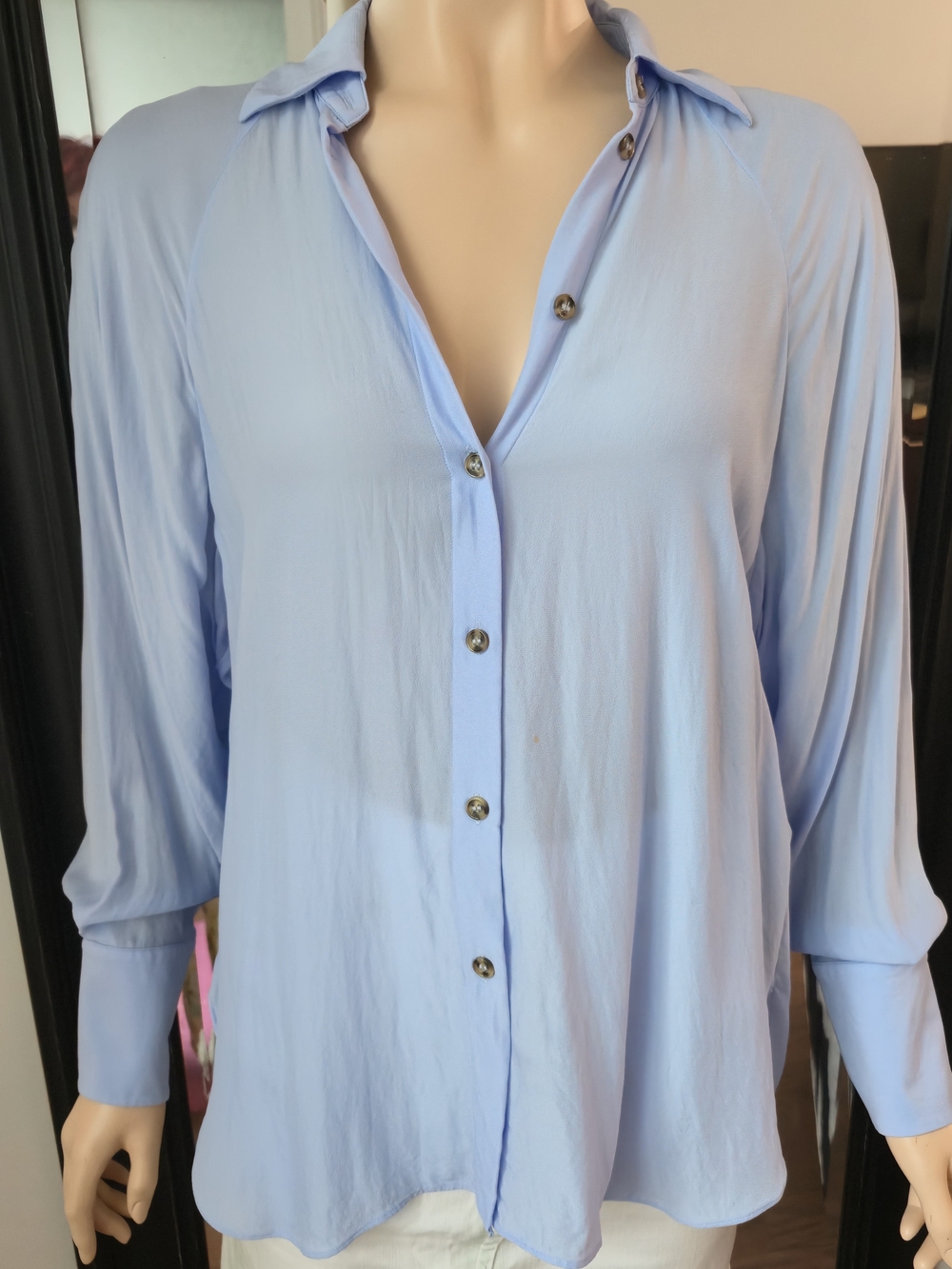 Massimo Dutti Women's Button Down Blouse Blue Small Like New